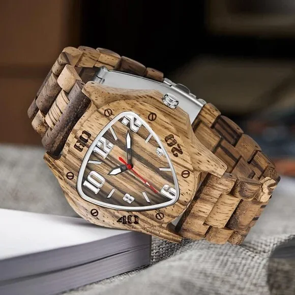 ✨Dentlity Analog Quartz Mens Brown Wooden Lightweight Wrist comfortable Watches